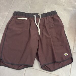 Vuori Dark Brown Shorts with Logo Patch